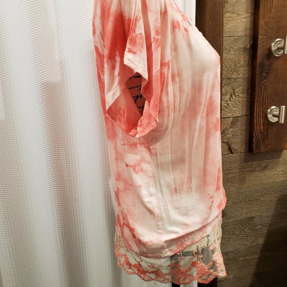 Olivia Tie Die Blouse Top Embellished Stretch Lace small - Picture 4 of 10